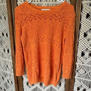 EUc Orange Crochet Knit Sweater Medium